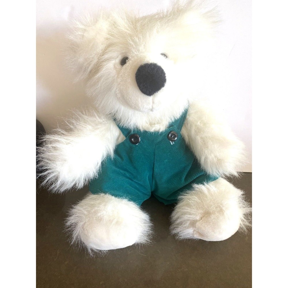 Luv Bunch Vintage Teddy Bear 1991 Fluffy Fuzzy Stuffed Animal Overalls 19 Inch